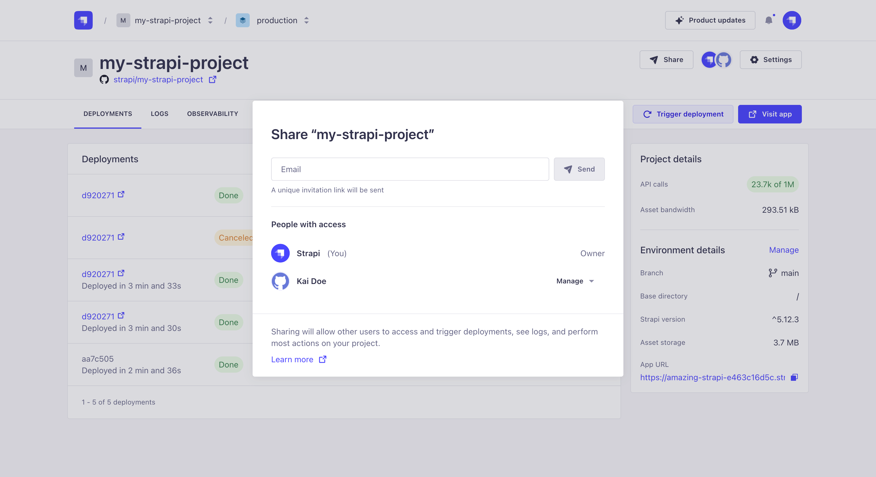 Share button and avatar